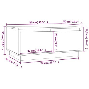 vidaXL Τραπεζάκι Σαλονιού Μαύρο 80x50x35cm από Μασίφ Ξύλο Πεύκου 1 τεμ.