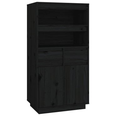vidaXL Ντουλάπι Ψηλό Μαύρο 60x40x116,5cm από Μασίφ Ξύλο Πεύκου 1 τεμ.