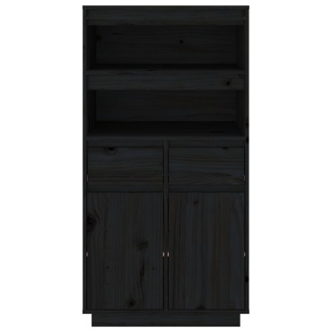vidaXL Ντουλάπι Ψηλό Μαύρο 60x40x116,5cm από Μασίφ Ξύλο Πεύκου 1 τεμ.