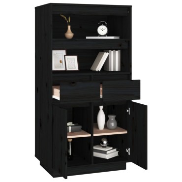 vidaXL Ντουλάπι Ψηλό Μαύρο 60x40x116,5cm από Μασίφ Ξύλο Πεύκου 1 τεμ.