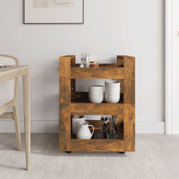 vidaXL Τρόλεϊ Κουζίνας Καπνιστή Δρυς 60x45x80cm από Επεξεργασμένο Ξύλο 1 τεμ.