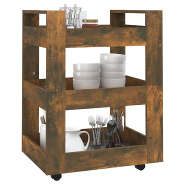 vidaXL Τρόλεϊ Κουζίνας Καπνιστή Δρυς 60x45x80cm από Επεξεργασμένο Ξύλο 1 τεμ.