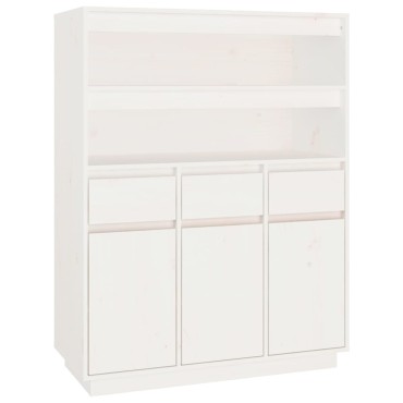 vidaXL Ντουλάπι Ψηλό Λευκό 89x40x116,5cm από Μασίφ Ξύλο Πεύκου 1 τεμ.