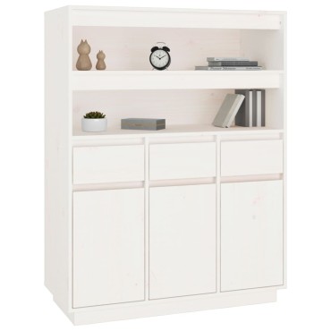 vidaXL Ντουλάπι Ψηλό Λευκό 89x40x116,5cm από Μασίφ Ξύλο Πεύκου 1 τεμ.