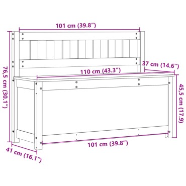 vidaXL Παγκάκι Λευκό 110x41x76,5cm από Μασίφ Ξύλο Πεύκου