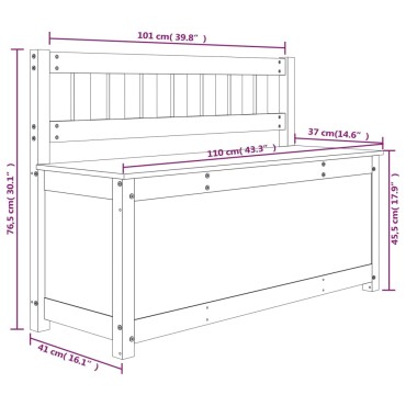 vidaXL Παγκάκι Λευκό 110x41x76,5cm από Μασίφ Ξύλο Πεύκου