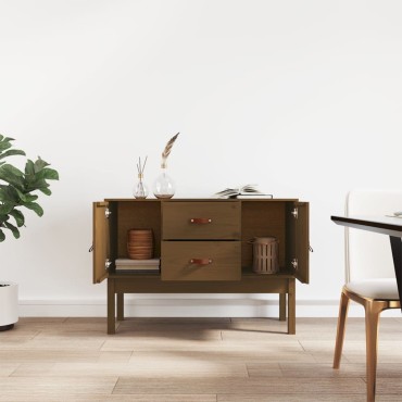 vidaXL Ντουλάπι Καφέ Μελί 110x40x78cm από Μασίφ Ξύλο Πεύκου 1 τεμ.