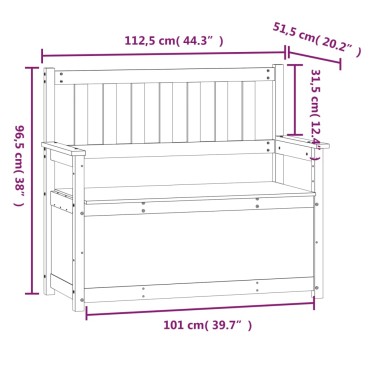 vidaXL Παγκάκι Μαύρο 112,5x51,5x96,5cm από Μασίφ Ξύλο Πεύκου