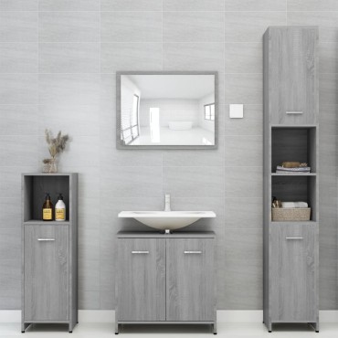 vidaXL Ντουλάπι Μπάνιου Γκρι Sonoma 30x30x95cm Επεξεργασμένο Ξύλο