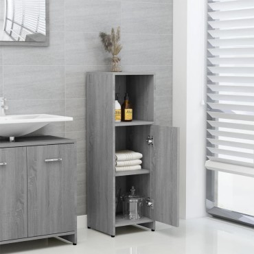 vidaXL Ντουλάπι Μπάνιου Γκρι Sonoma 30x30x95cm Επεξεργασμένο Ξύλο