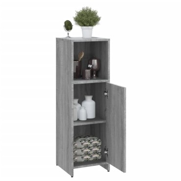 vidaXL Ντουλάπι Μπάνιου Γκρι Sonoma 30x30x95cm Επεξεργασμένο Ξύλο