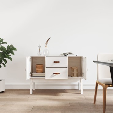 vidaXL Συρταριέρα Λευκή 110x40x78cm από Μασίφ Ξύλο Πεύκου 1 τεμ.