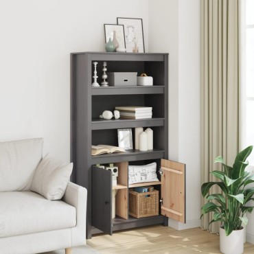 vidaXL Ντουλάπι Ψηλό Γκρι 80x35x154cm από Μασίφ Ξύλο Πεύκου 1 τεμ.