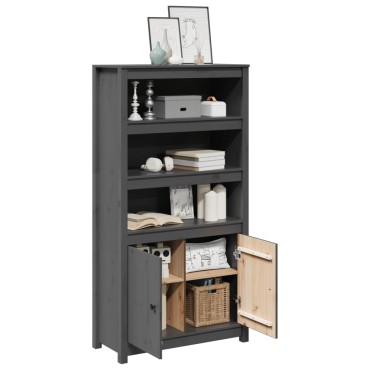 vidaXL Ντουλάπι Ψηλό Γκρι 80x35x154cm από Μασίφ Ξύλο Πεύκου 1 τεμ.