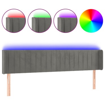 vidaXL Κεφαλάρι Κρεβατιού LED Ανοιχτό Γκρι 203x16x78/88cm Βελούδινο 1 τεμ.