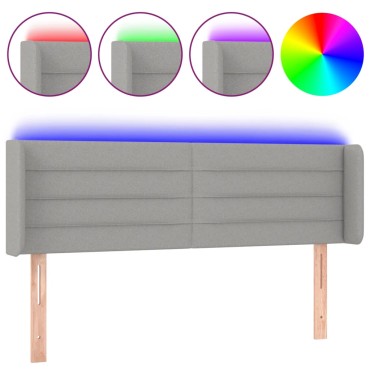 vidaXL Κεφαλάρι Κρεβατιού LED Ανοιχτό Γκρι 147x16x78/88cm Υφασμάτινο 1 τεμ.