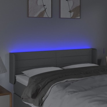 vidaXL Κεφαλάρι Κρεβατιού LED Ανοιχτό Γκρι 147x16x78/88cm Υφασμάτινο 1 τεμ.