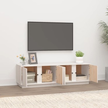 vidaXL Έπιπλο Τηλεόρασης Λευκό 140x40x40cm από Μασίφ Ξύλο Πεύκου