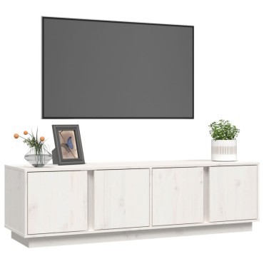 vidaXL Έπιπλο Τηλεόρασης Λευκό 140x40x40cm από Μασίφ Ξύλο Πεύκου