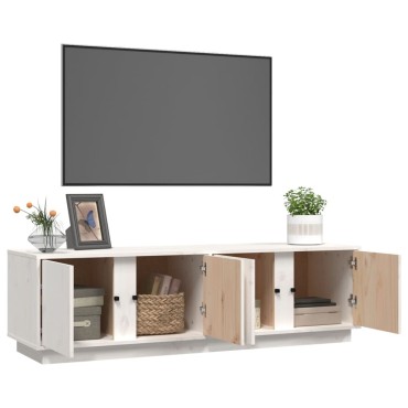 vidaXL Έπιπλο Τηλεόρασης Λευκό 140x40x40cm από Μασίφ Ξύλο Πεύκου