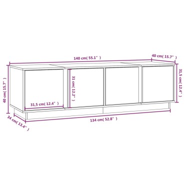 vidaXL Έπιπλο Τηλεόρασης Λευκό 140x40x40cm από Μασίφ Ξύλο Πεύκου