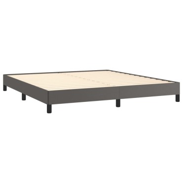 vidaXL Κρεβάτι Boxspring με Στρώμα Γκρι 180x200 εκ. Συνθετικό Δέρμα
