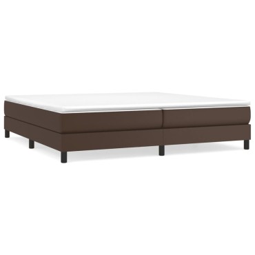 vidaXL Κρεβάτι Boxspring με Στρώμα Καφέ 200x200cm Συνθετικό Δέρμα 1 τεμ. - Διπλό