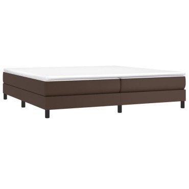 vidaXL Κρεβάτι Boxspring με Στρώμα Καφέ 200x200cm Συνθετικό Δέρμα 1 τεμ. - Διπλό