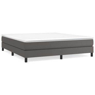 vidaXL Κρεβάτι Boxspring με Στρώμα Γκρι 180x200cm Συνθετικό Δέρμα 1 τεμ. - Διπλό