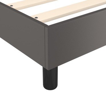 vidaXL Κρεβάτι Boxspring με Στρώμα Γκρι 180x200cm Συνθετικό Δέρμα 1 τεμ. - Διπλό