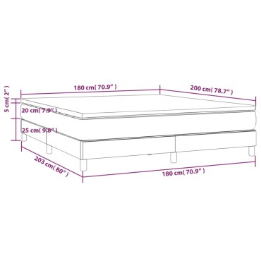 vidaXL Κρεβάτι Boxspring με Στρώμα Γκρι 180x200cm Συνθετικό Δέρμα 1 τεμ. - Διπλό