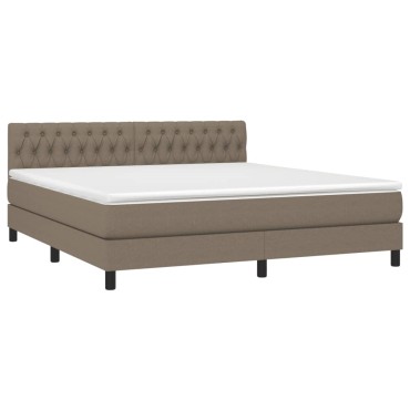 vidaXL Κρεβάτι Boxspring με Στρώμα & LED Taupe 180x200 εκ. Υφασμάτινο