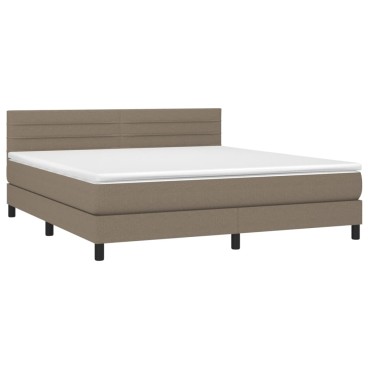 vidaXL Κρεβάτι Boxspring με Στρώμα Taupe 180x200 εκ. Υφασμάτινο