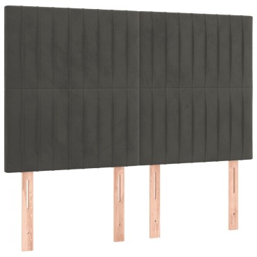 vidaXL Κρεβάτι Boxspring με Στρώμα Σκούρο Γκρι 140x190 εκ. Βελούδινο