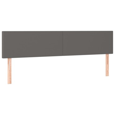 vidaXL Κρεβάτι Boxspring με Στρώμα & LED Γκρι 180x200cm Συνθ. Δέρμα 1 τεμ. - Διπλό