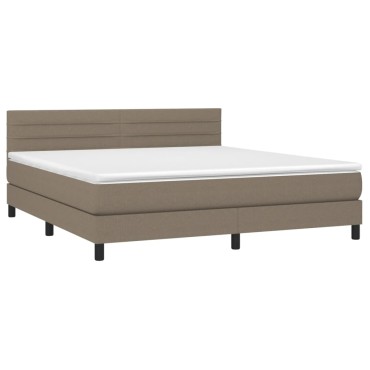 vidaXL Κρεβάτι Boxspring με Στρώμα & LED Taupe 180x200 εκ. Υφασμάτινο