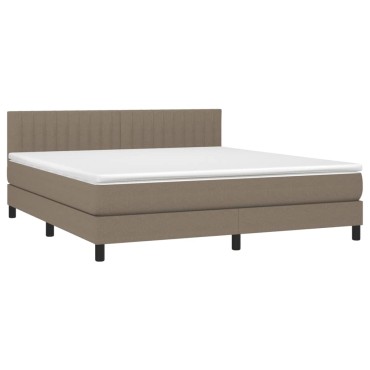 vidaXL Κρεβάτι Boxspring με Στρώμα & LED Taupe 180x200 εκ. Υφασμάτινο