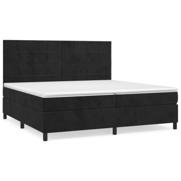 vidaXL Κρεβάτι Boxspring με Στρώμα Μαύρο 200x200 εκ. Βελούδινο