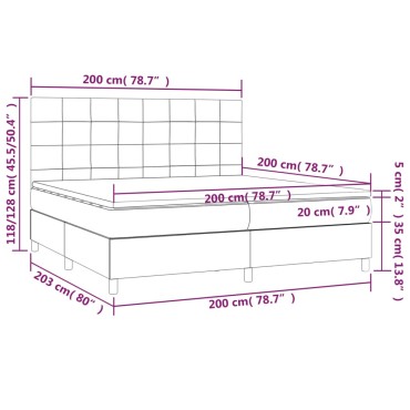 vidaXL Κρεβάτι Boxspring με Στρώμα Μαύρο 200x200 εκ. Βελούδινο