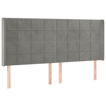 vidaXL Κρεβάτι Boxspring με Στρώμα & LED Αν.Γκρι 200x200 εκ. Βελούδινο
