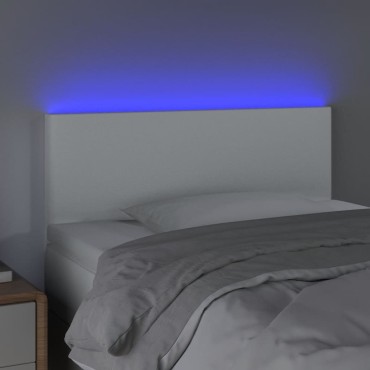 vidaXL Κεφαλάρι Κρεβατιού LED Λευκό 90x5x78/88cm από Συνθετικό Δέρμα 1 τεμ.