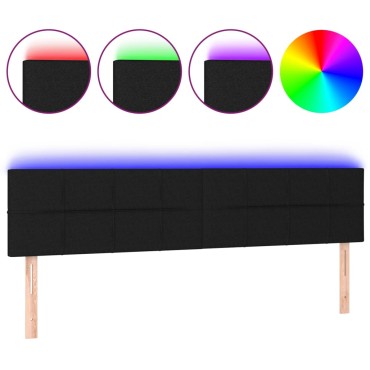vidaXL Κεφαλάρι Κρεβατιού LED Μαύρο 180x5x78/88cm Υφασμάτινο 1 τεμ.