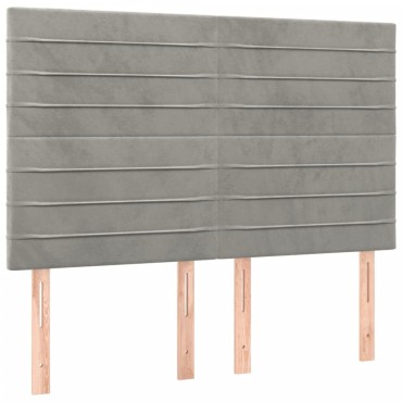 vidaXL Κρεβάτι Boxspring με Στρώμα & LED Αν.Γκρι 140x200 εκ. Βελούδινο