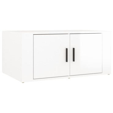 vidaXL Τραπεζάκι Σαλονιού Γυαλ. Λευκό 80x50x36cm Επεξεργ. Ξύλο 1 τεμ.