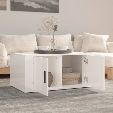 vidaXL Τραπεζάκι Σαλονιού Γυαλ. Λευκό 80x50x36cm Επεξεργ. Ξύλο 1 τεμ.