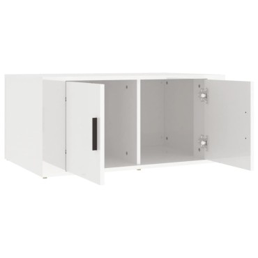 vidaXL Τραπεζάκι Σαλονιού Γυαλ. Λευκό 80x50x36cm Επεξεργ. Ξύλο 1 τεμ.