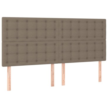 vidaXL Κρεβάτι Boxspring με Στρώμα & LED Taupe 180x200 εκ. Υφασμάτινο