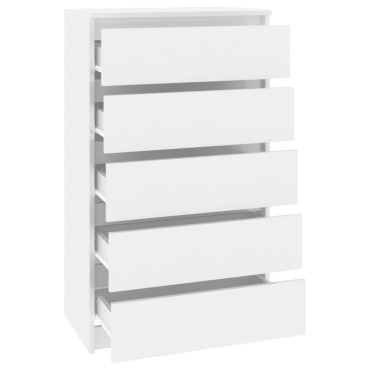 vidaXL Έπιπλο Συρταριών Γυαλ. Λευκό 60x36x103cm Επεξεργασμένο Ξύλο 1 τεμ.