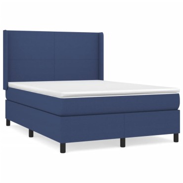 vidaXL Κρεβάτι Boxspring με Στρώμα Μπλε 140x200cm Υφασμάτινο 1 τεμ. - Διπλό