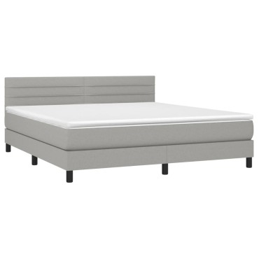vidaXL Κρεβάτι Boxspring με Στρώμα & LED Αν.Γκρι 160x200 εκ Υφασμάτινο
